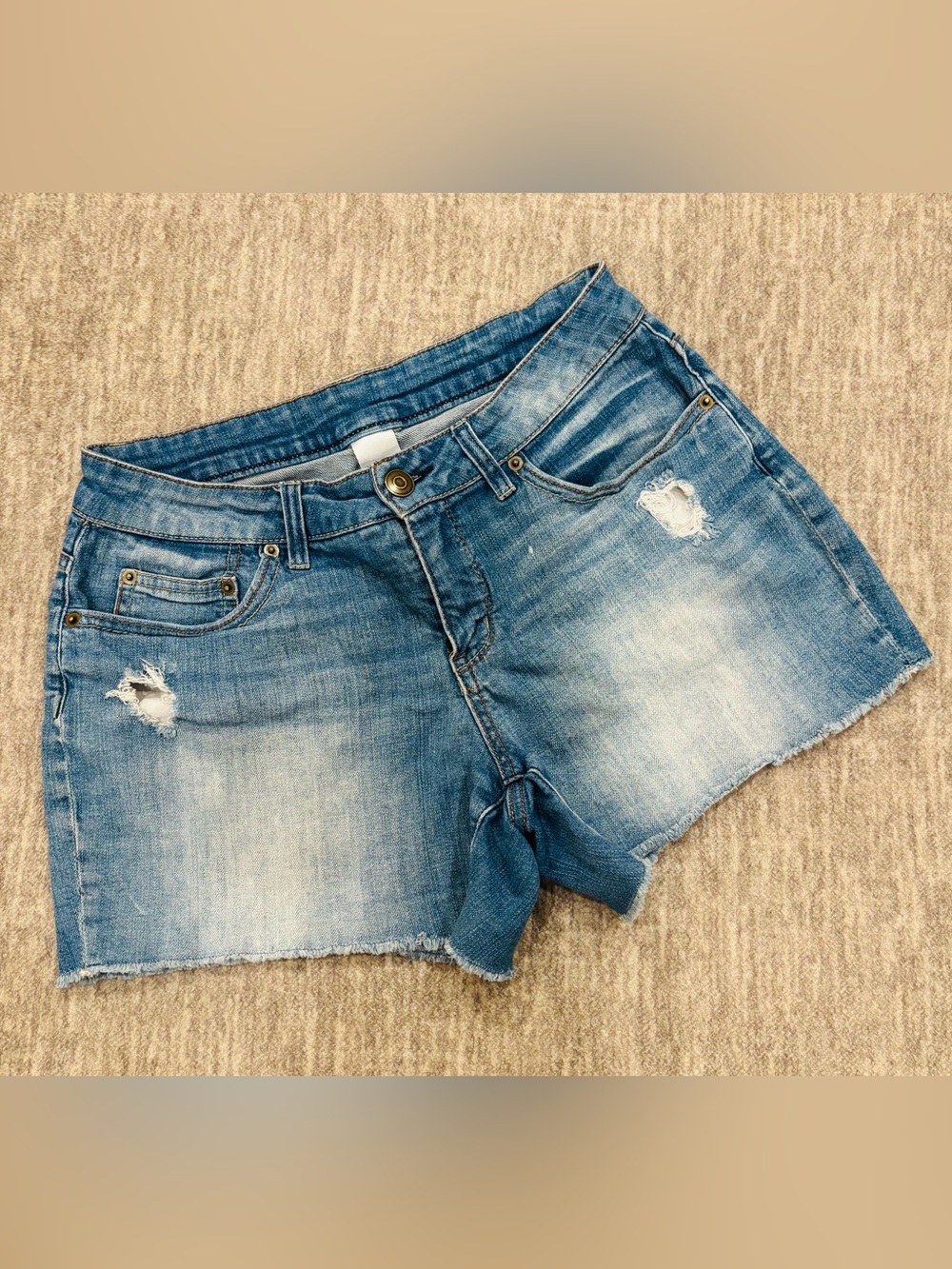 Time and Tru Light Blue Distressed Denim Shorts